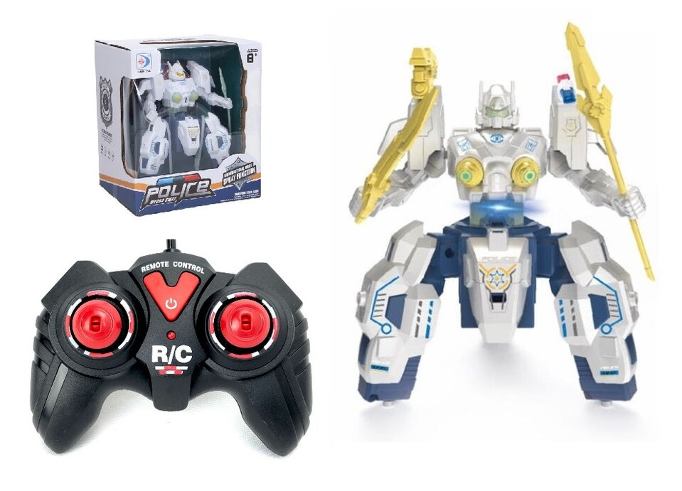 Policajný strážca robot RC s efektmi dymu 19cm - čierna