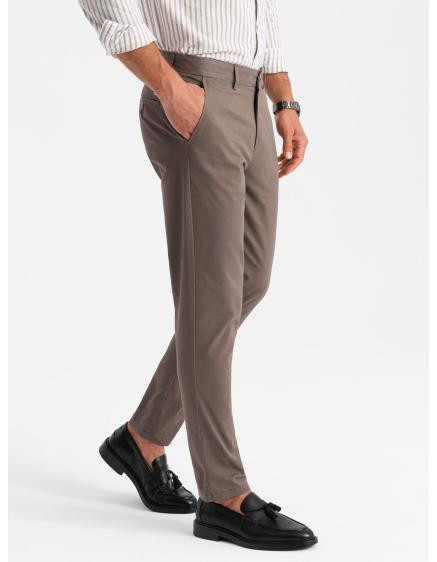 Pánske jednotné chino nohavice REGULAR FIT - hnedé