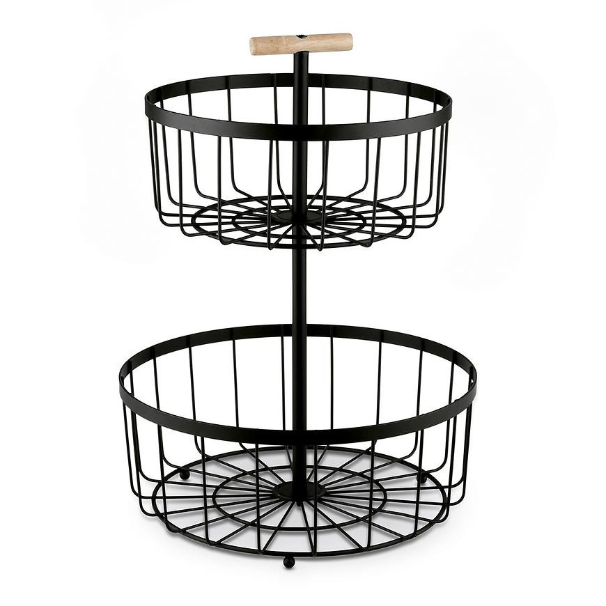 Košík na ovocie, 2-poschodový, okrúhly, 38,5 x 29 cm