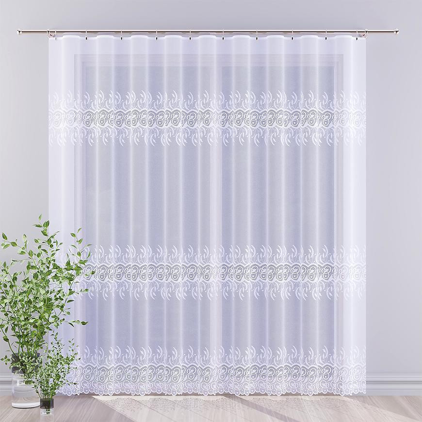 Žakarová záclona 623/D876 biely/150. Tovar na mieru