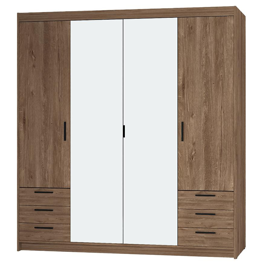 Skriňa Elena 4D 6S dub lefkas/zrkadlo