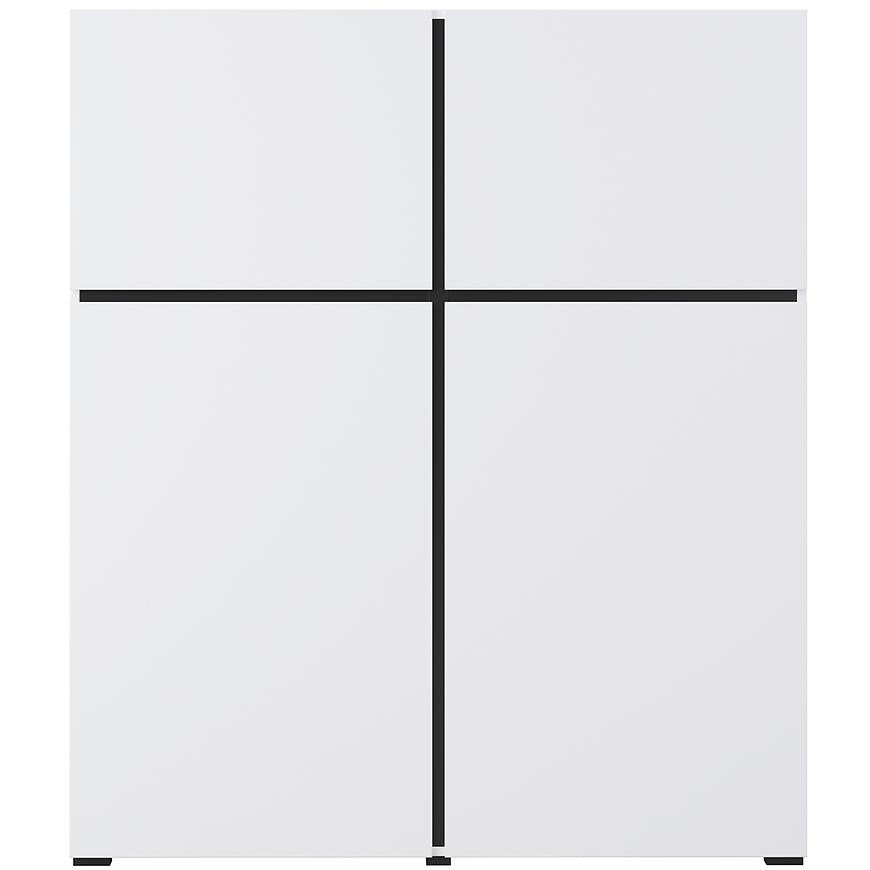 Komoda Wysoka Cross 4d biely/Čierna