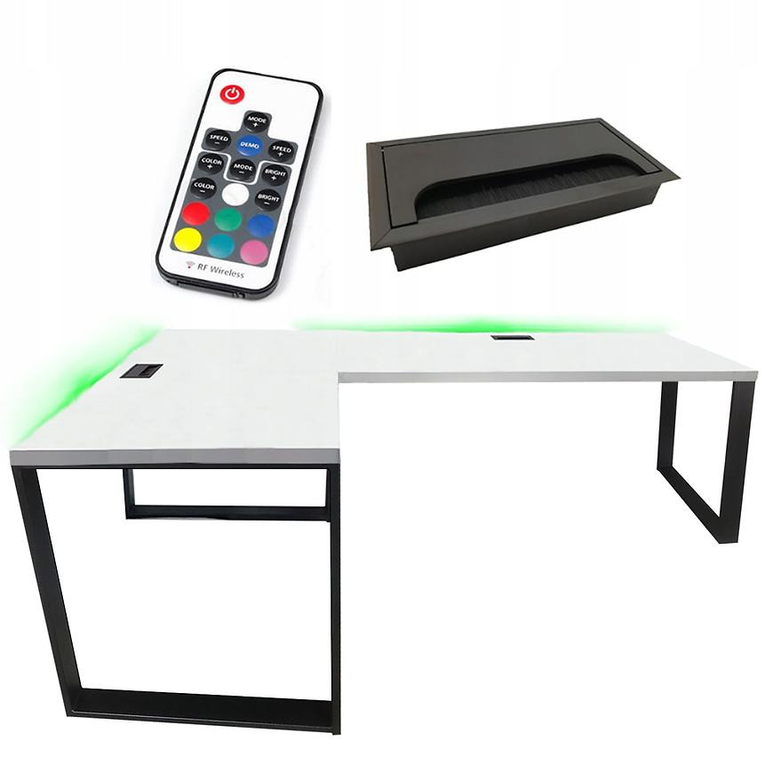 Písací Stôl Roh. Loft Top Biely 180x120x2,8 Model 2