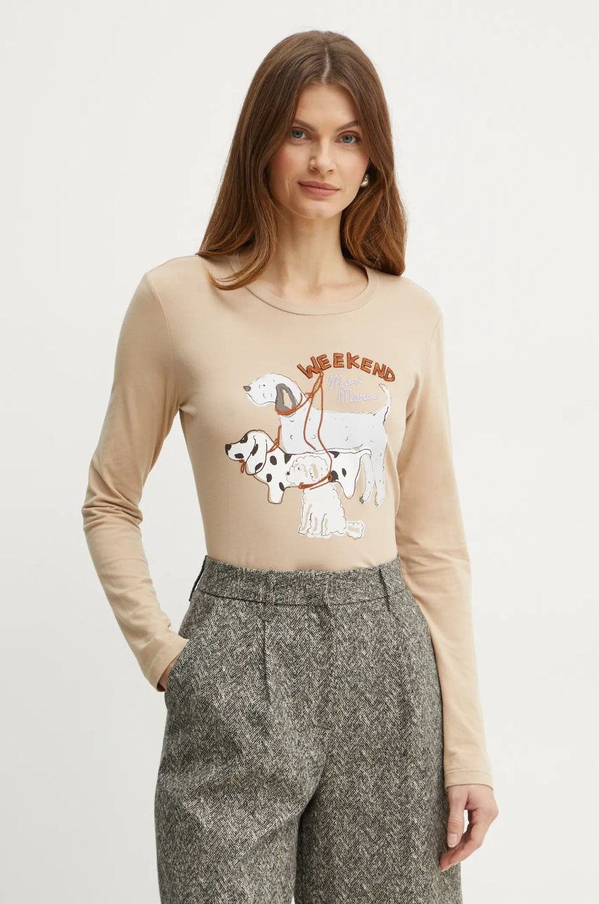 Tričko s dlhým rukávom Weekend Max Mara dámske, béžová farba, 2425946012600