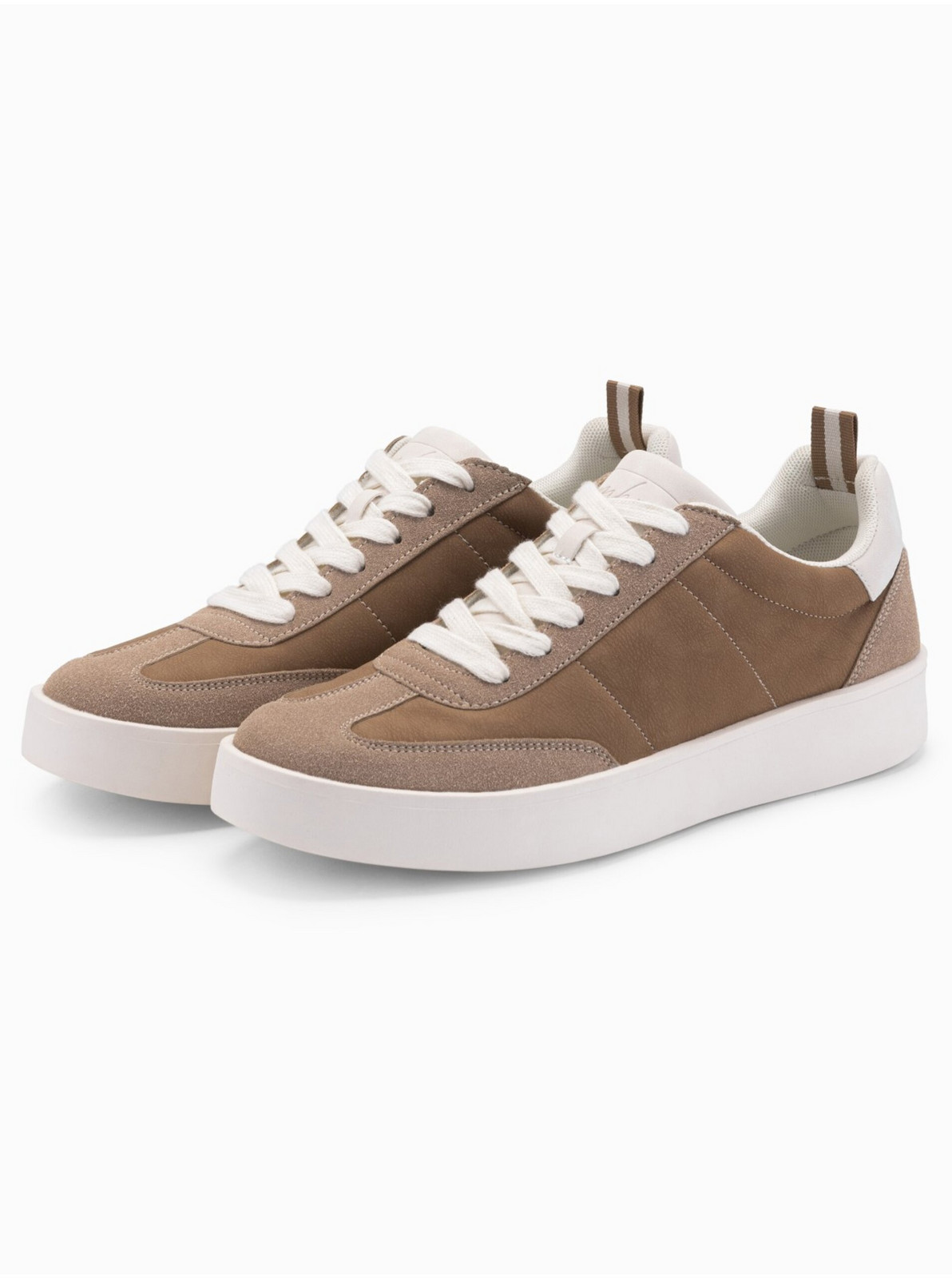 Oldschoolové pánske tenisky na hrubej podrážke svetlo hnedej Ombre Clothing