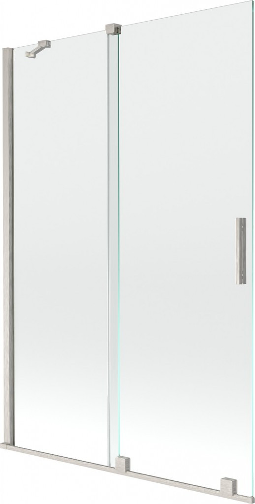 MEXEN/S - Velár dvojkrídlová posuvná vaňová zástena 120 x 150 cm, transparent, nikel kartáčovaný 896-120-000-01-97
