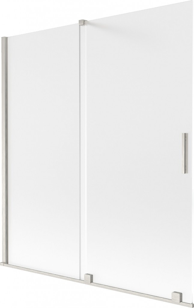 MEXEN/S - Velár dvojkrídlová posuvná vaňová zástena 150 x 150 cm, dekor, nikel kartáčovaný 896-150-000-31-97