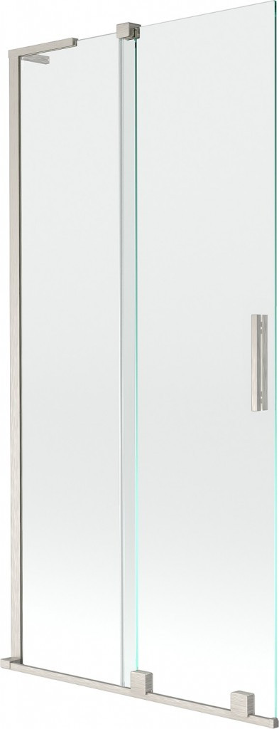 MEXEN/S - Velar L dvojkrídlová posuvná vaňová zástena 90 x 150 cm, transparent, nikel kartáčovaný 896-090-003-01-97