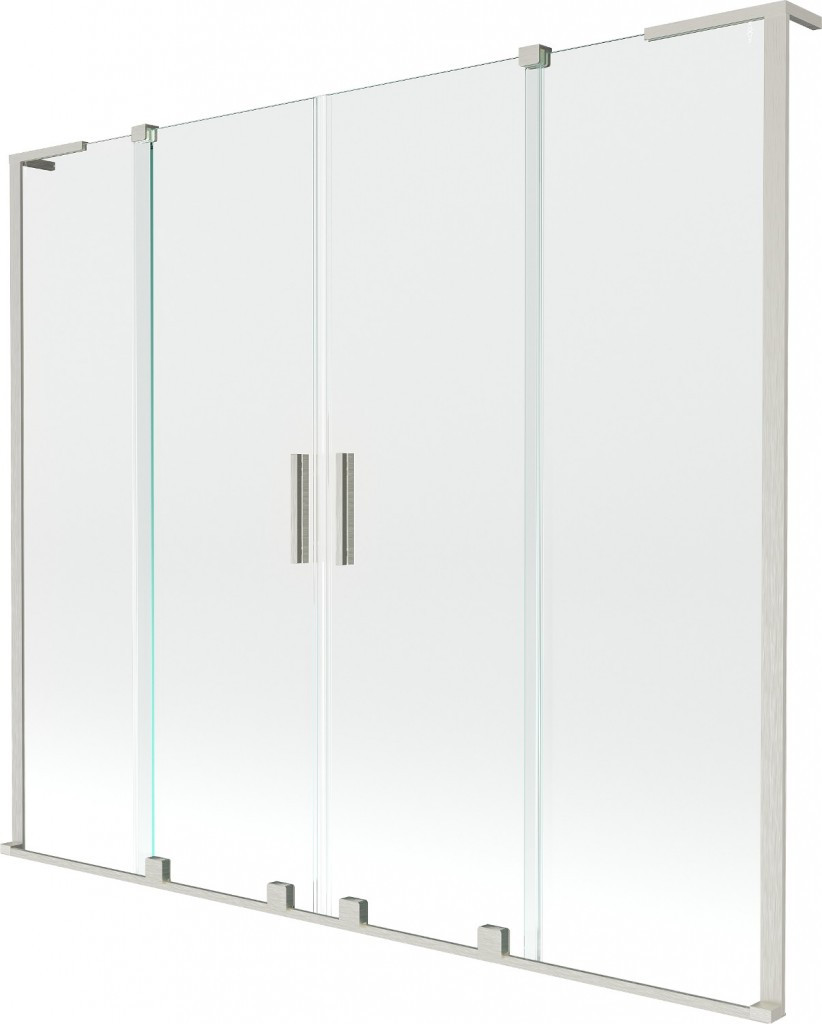 MEXEN/S - Velar L Duo dvojkrídlová posuvná vaňová zástena 170 x 150 cm, transparent, nikel kartáčovaný 896-170-003-02-97