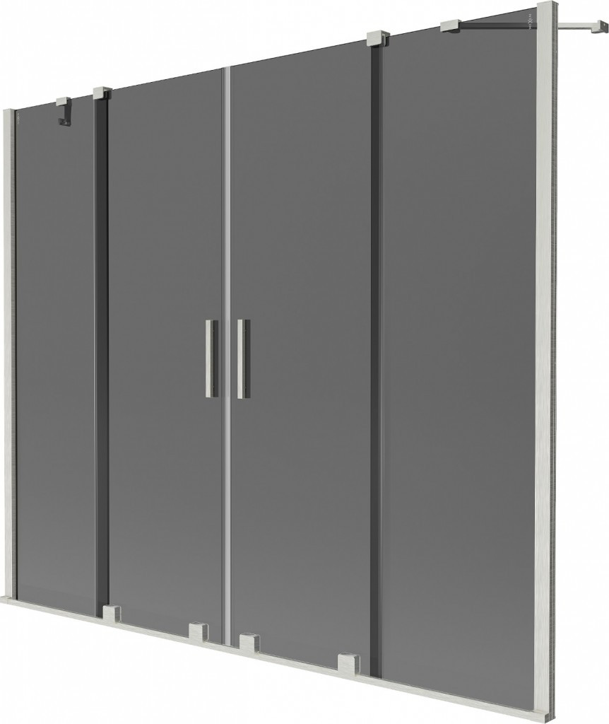 MEXEN/S - Velar Duo dvojkrídlová posuvná vaňová zástena 200 x 150 cm, grafit, nikel kartáčovaný 896-200-000-42-97