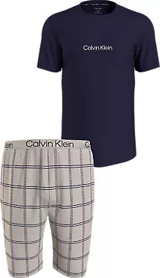 Pánske pyžamo 000NM2183E O1M tmavomodré s béžovou - Calvin Klein M