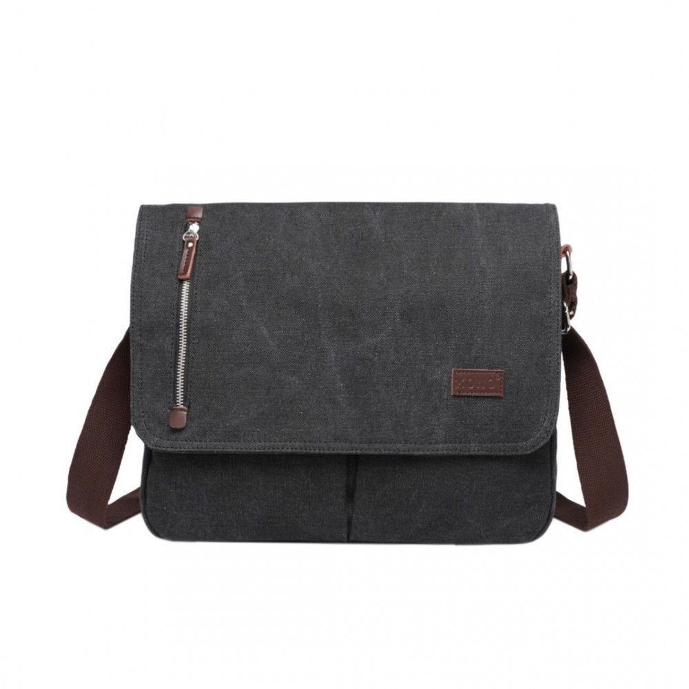 Plátená crossbody taška Kono - čierna