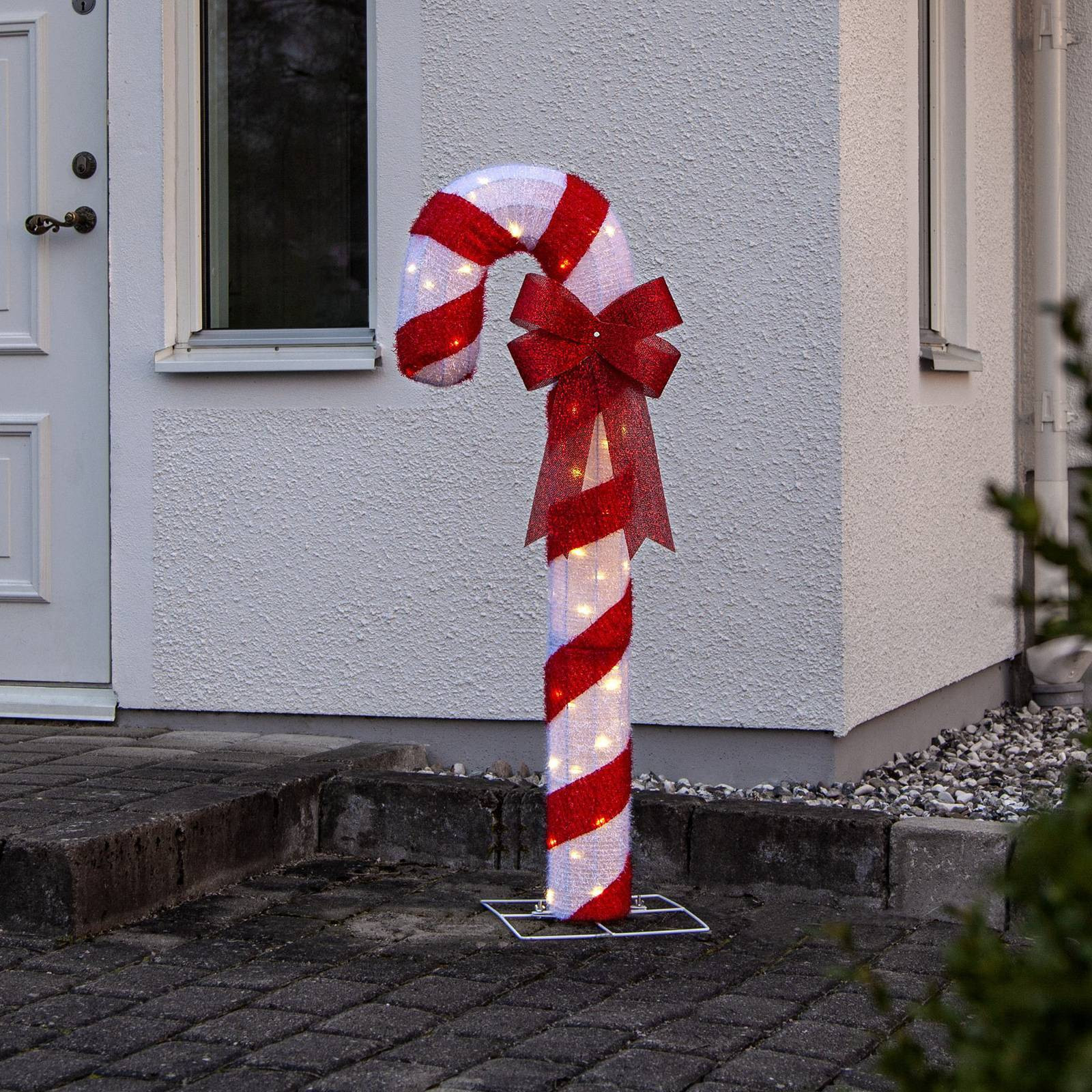 LED figúrka Candycane, červená a biela, výška 120 cm, plast, IP44