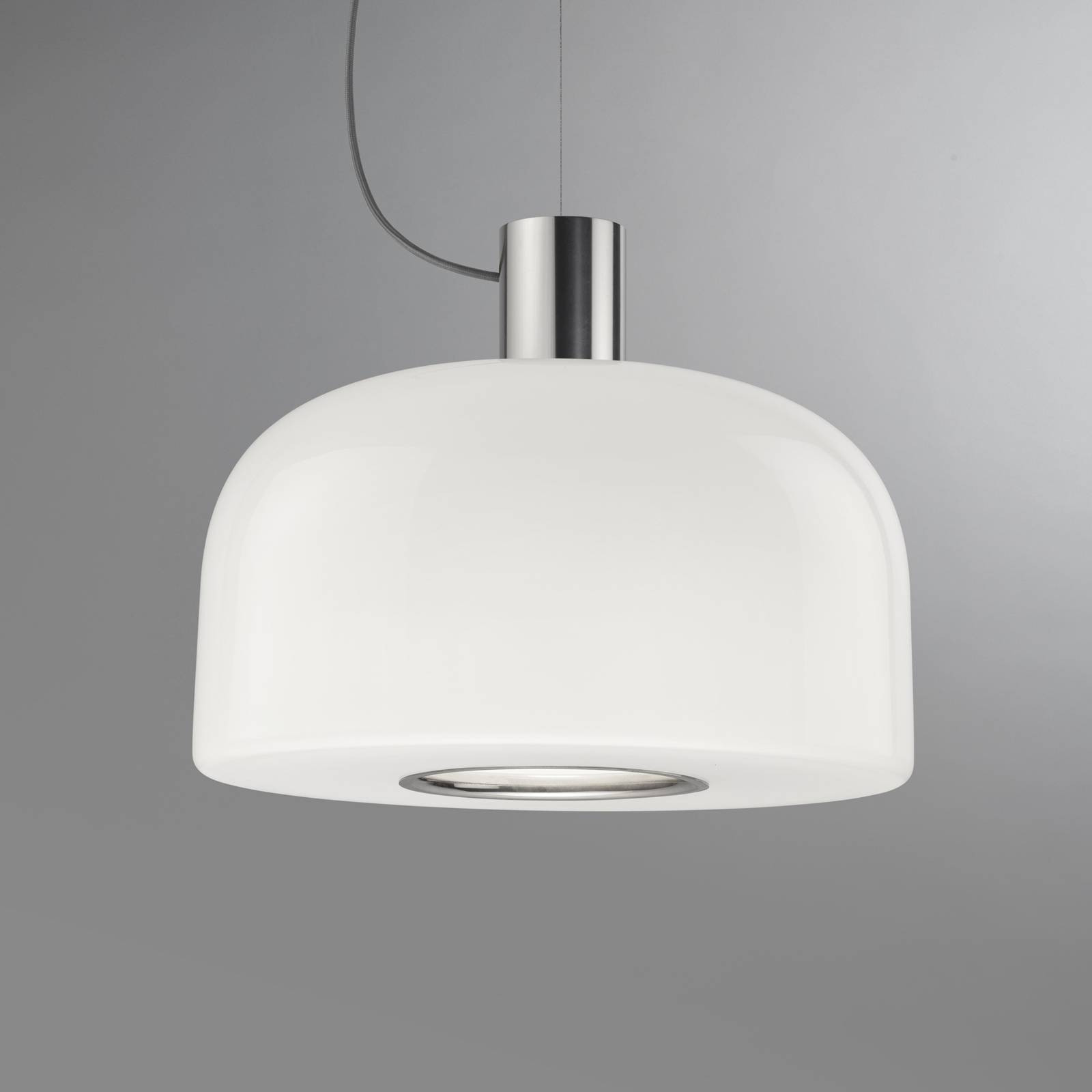 FLOS závesné svietidlo Bellhop Glass S2, farba hliníka, Ø 45 cm