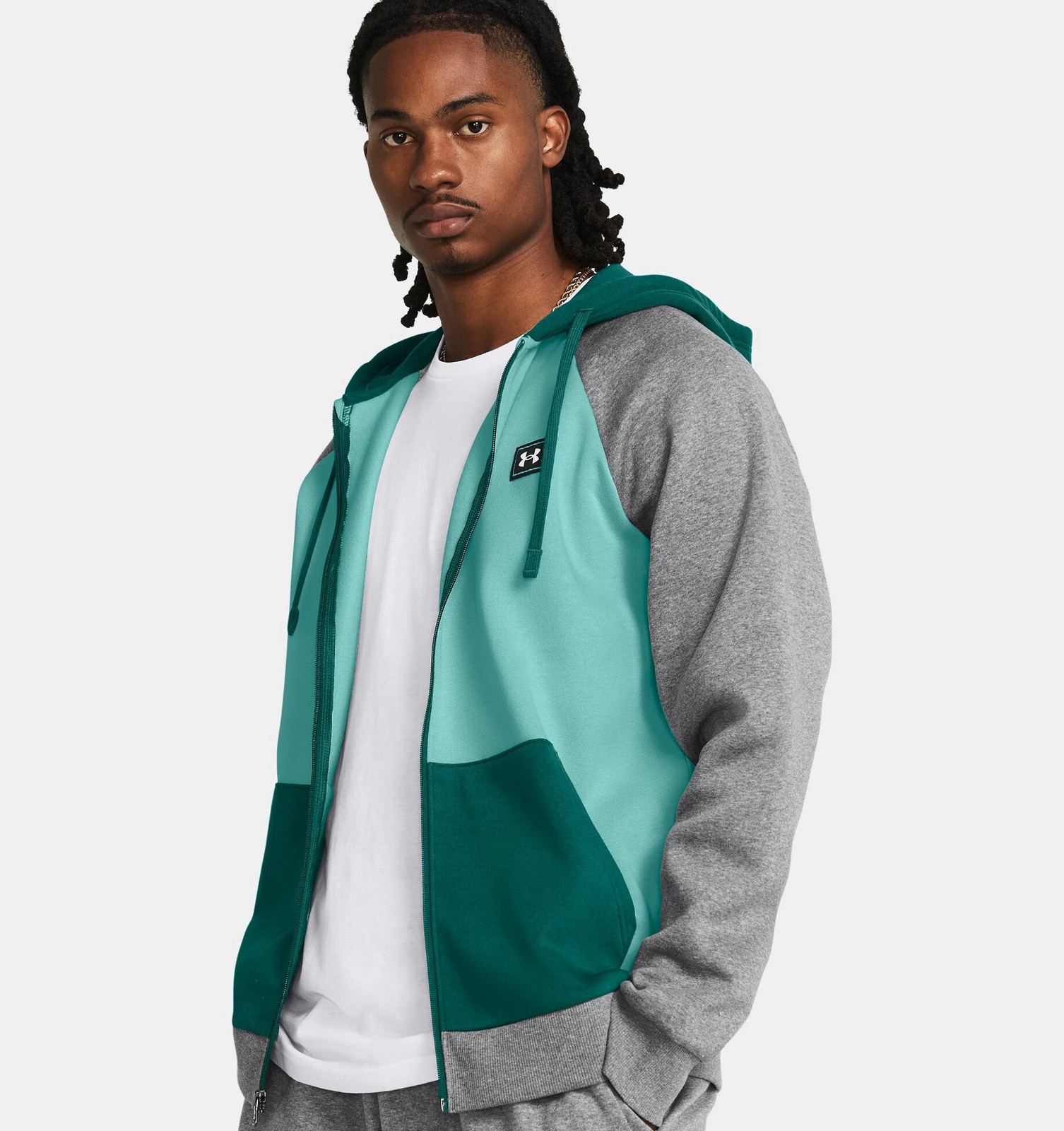UA Rival Flc FZ Colorblock-GRN