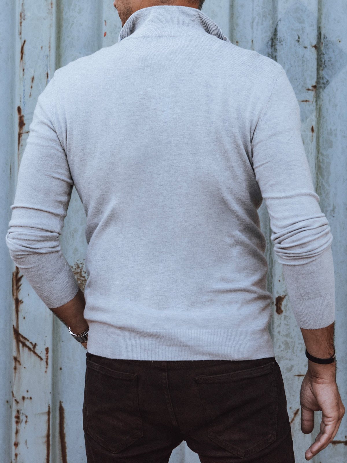 Sweter męski rozpinany jasnoszary Dstreet