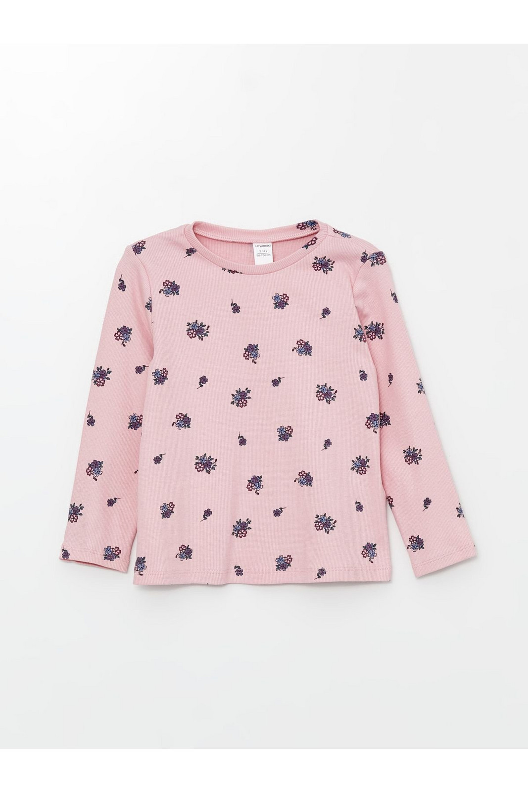 LC Waikiki Crew Neck Long Sleeve Floral Baby Girl Pajama Top