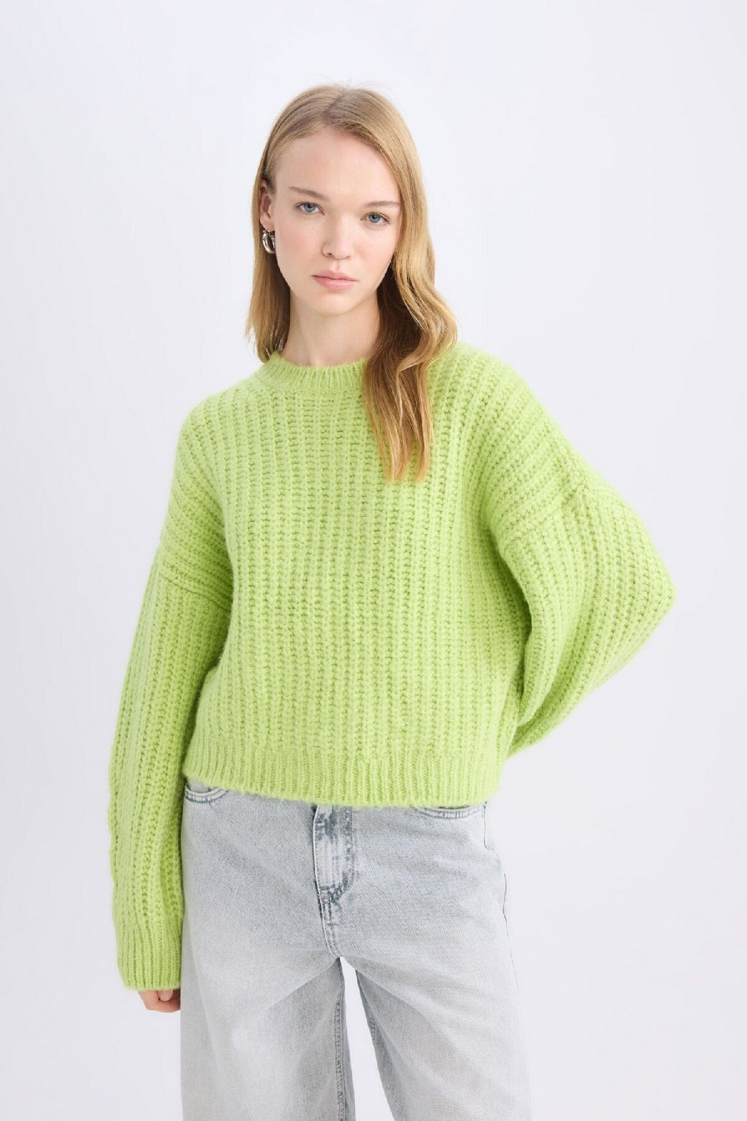 DEFACTO Coool Oversize Fit Wide Pattern Crew Neck Knitwear Sweater