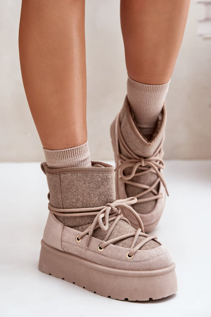 Snow boots with platform bindings beige Mavora