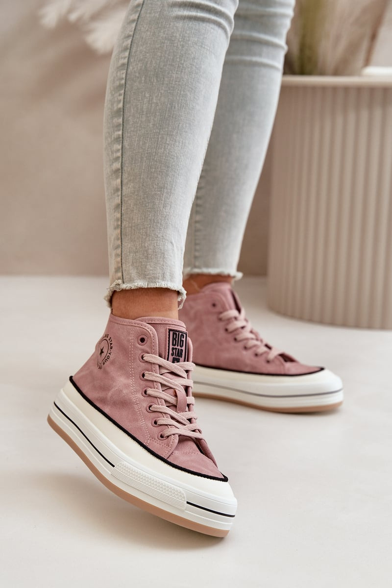 Insulated women's sneakers on the eco leather platform Big Star pink