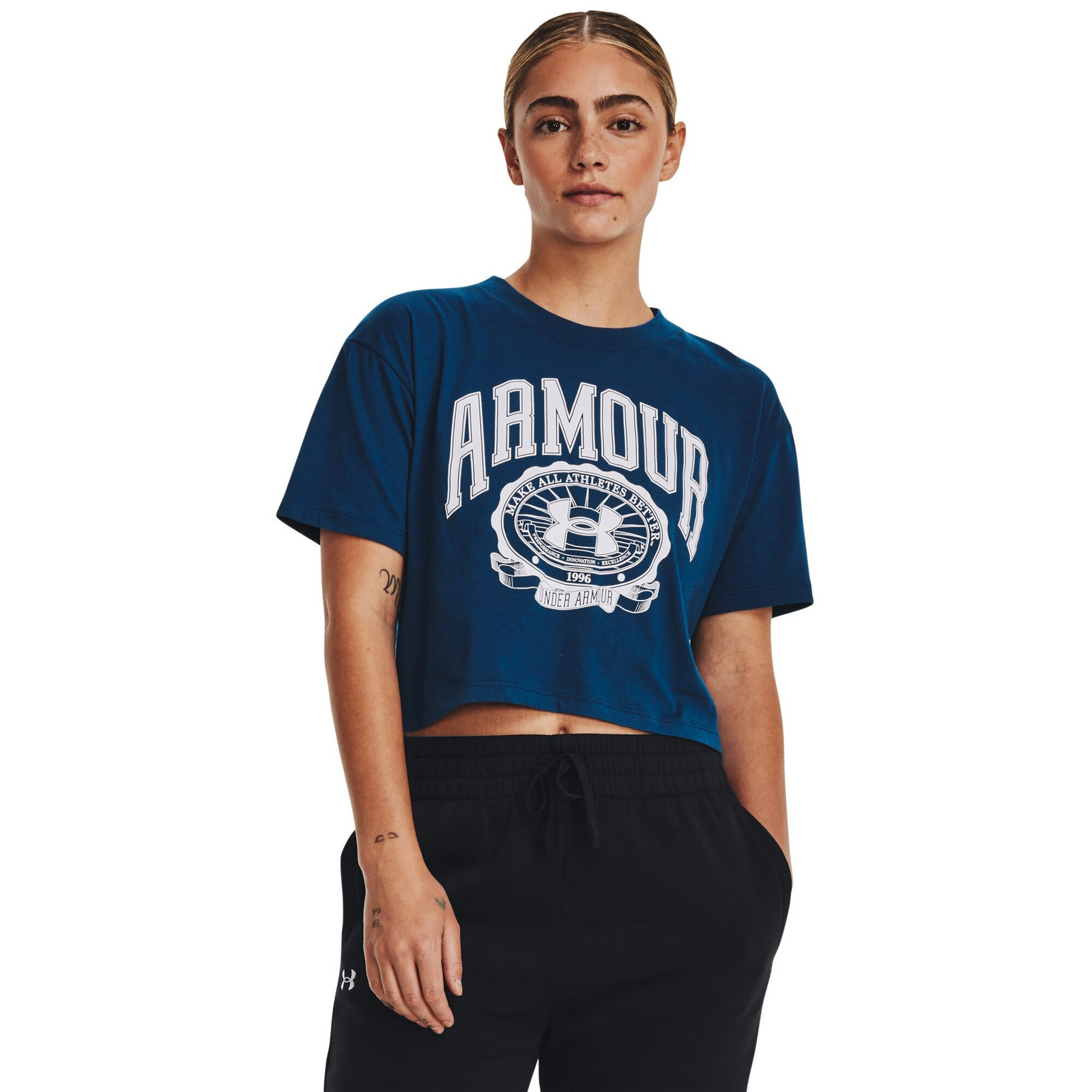 Women's T-shirt Under Armour Collegiate Crest Crop SS