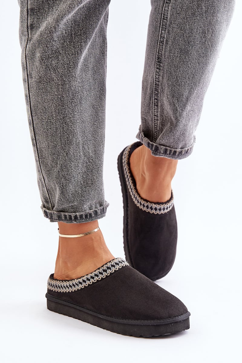 Comfortable slippers with embroidery women's inblu FX000021 black