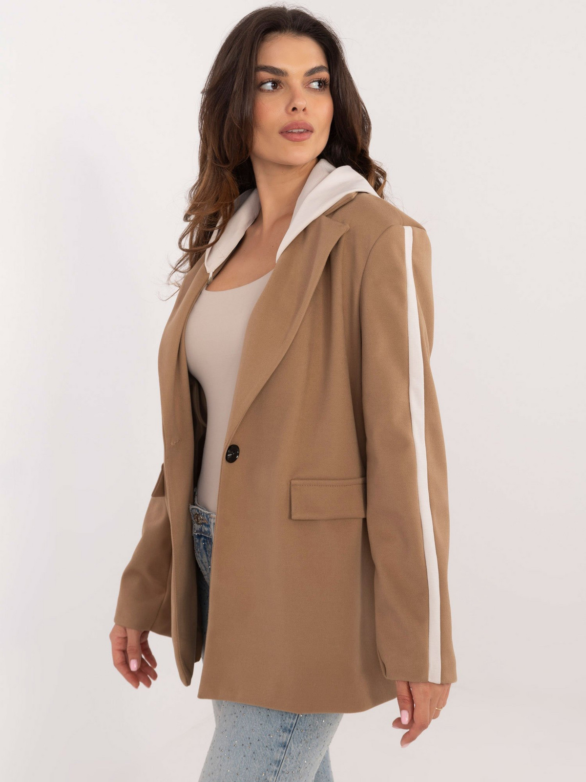 Brown jacket with detachable hood