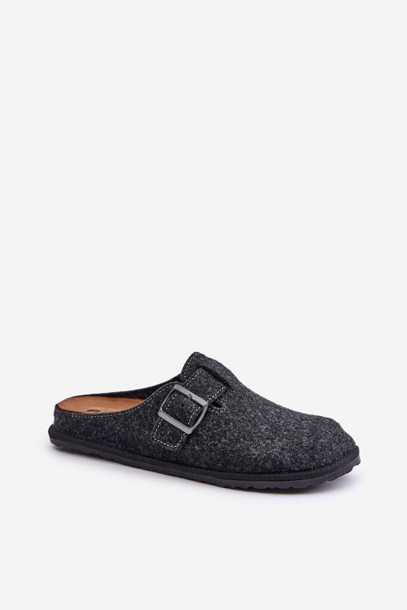 Comfortable men's slippers with Inblu buckle graphite