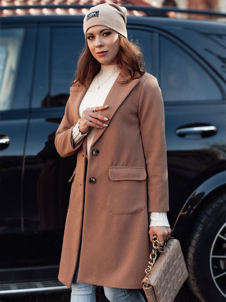 Płaszcz damski oversize MODELOVA długi kamelowy Dstreet