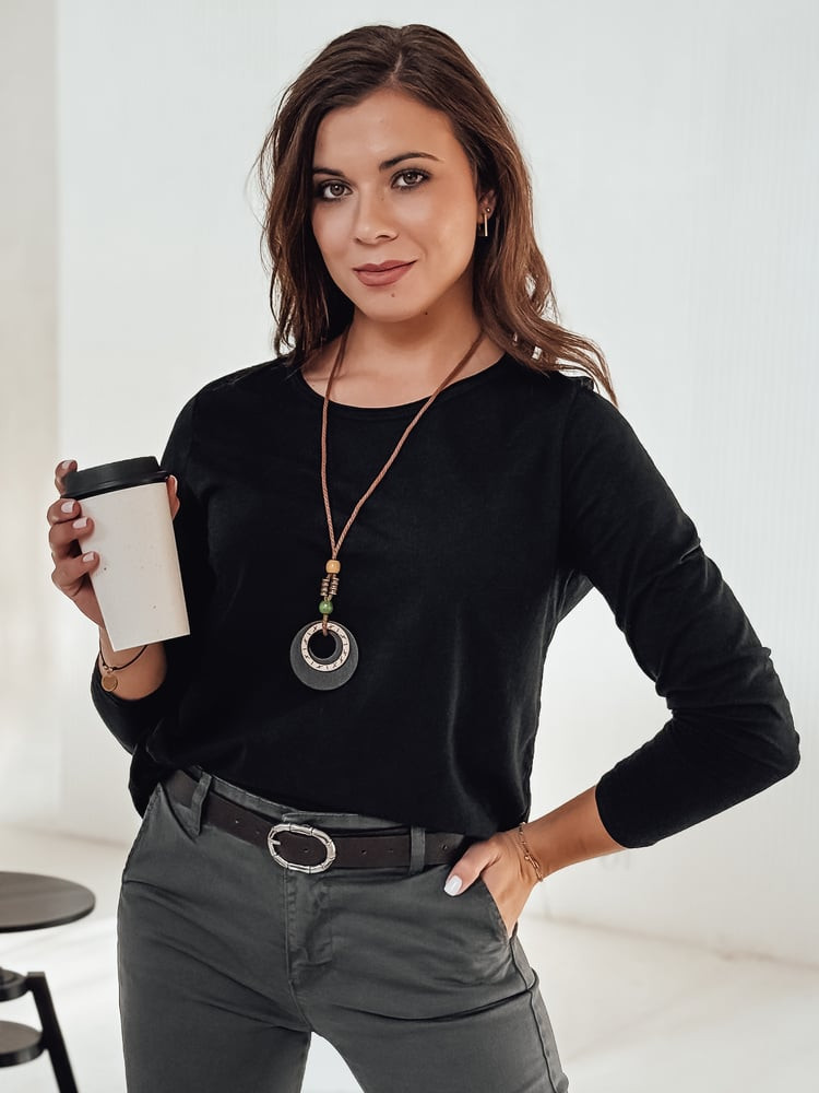 Bluzka damska one size MINIMODA z wisiorkiem czarna Dstreet