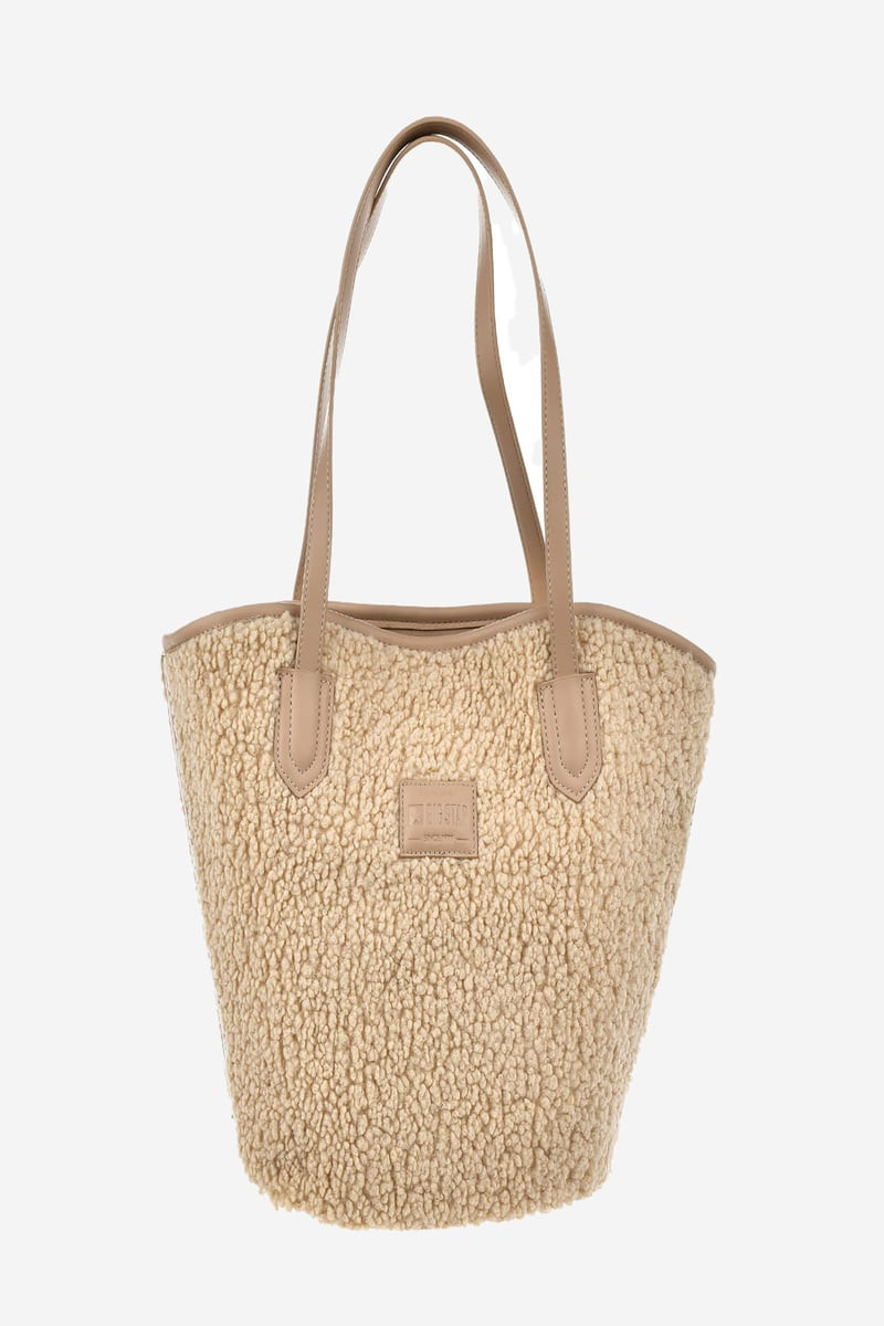 Big Star beige shopper bag with sheepskin
