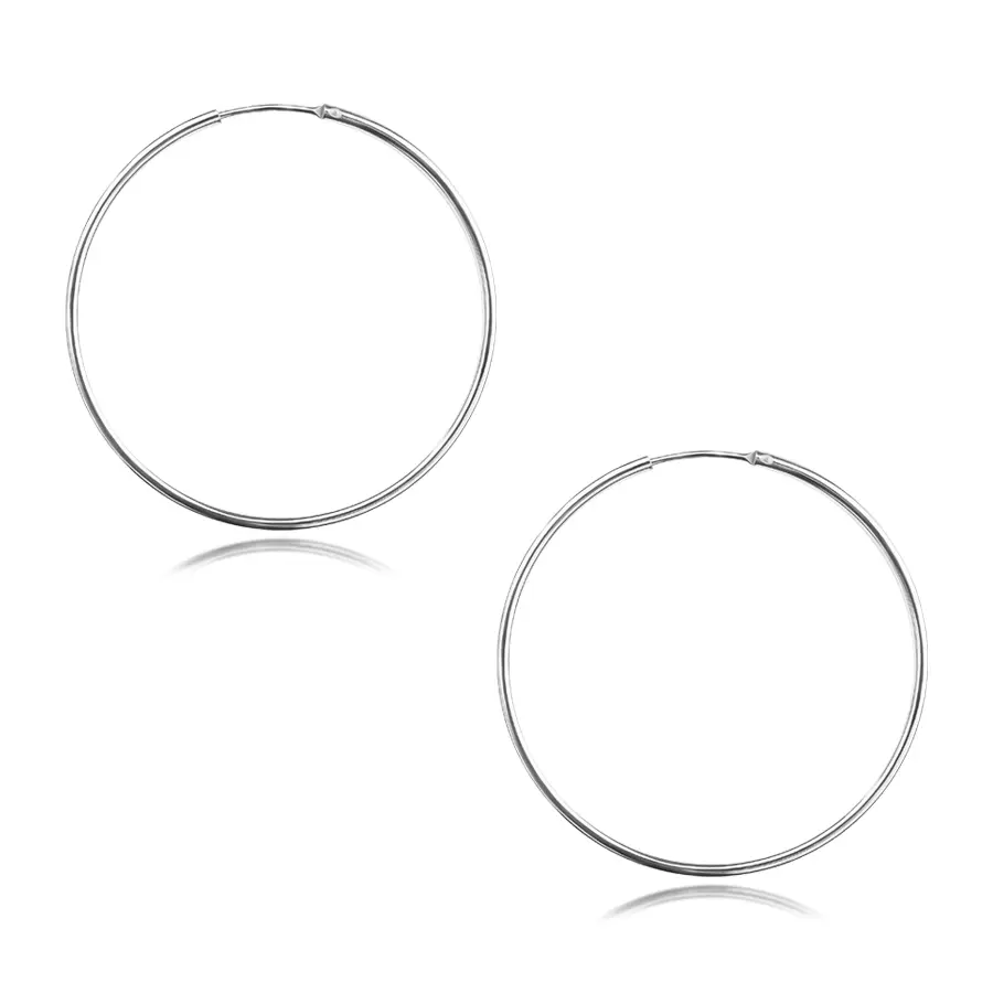Náušnice zo striebra 925 - hladké a lesklé kruhy, 50 mm
