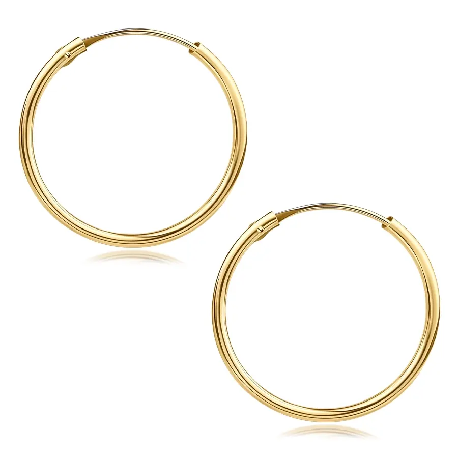 Náušnice zo žltého 9K zlata - jednoduché kruhy s hladkým povrchom, 17 mm