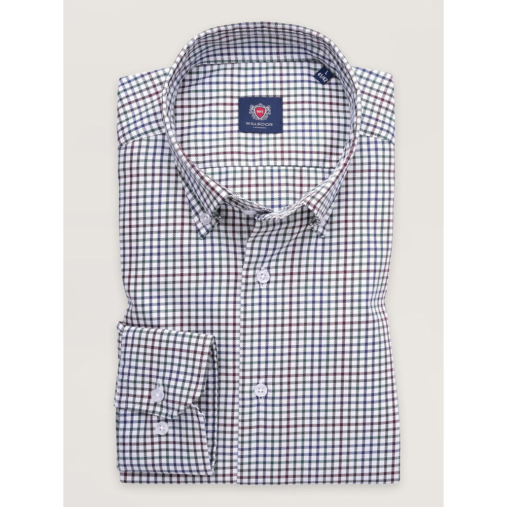 Pánska bavlnená košeľa slim fit s farebnými kockami 17714