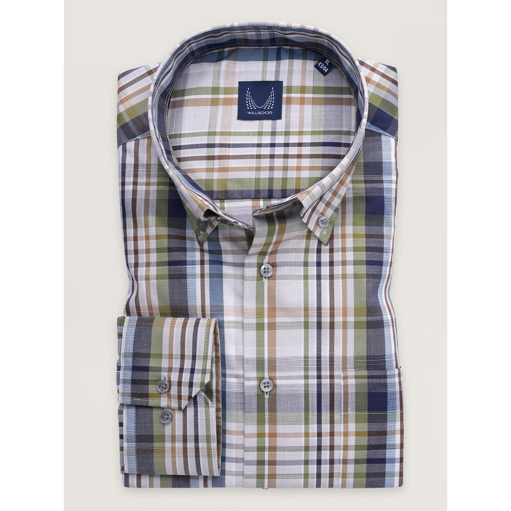 Pánska košeľa slim fit s farebným kockovaným vzorom 17724