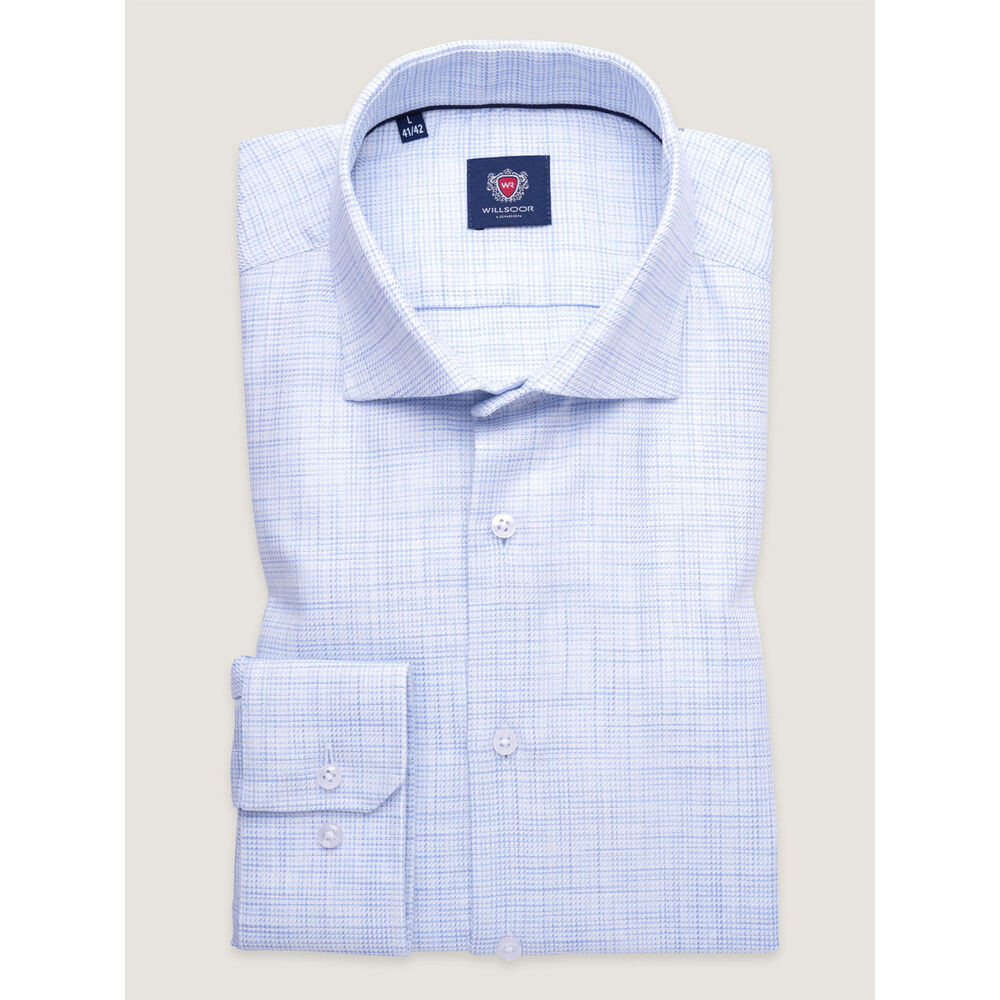 Pánska košeľa slim fit svetlomodrá s talianskym golierom 17735