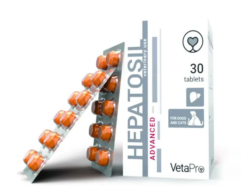 VetaPro Hepatosil forte tablety pre psy a mačky pre podporu správnej funkcie pečene 30tbl