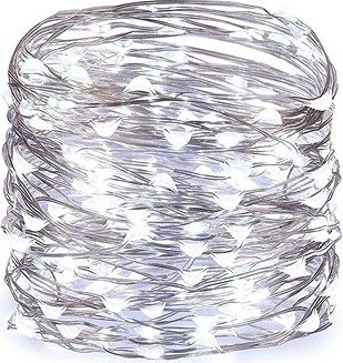 ISO 7267 Svetelná reťaz na batérie 100 LED studená biela 10 m