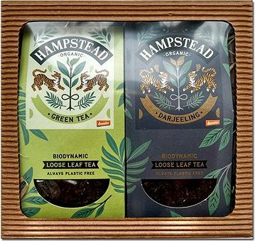 Hampstead Tea BIO Darčekový balíček sypaného zeleného a čierneho čaju 2× 100 g