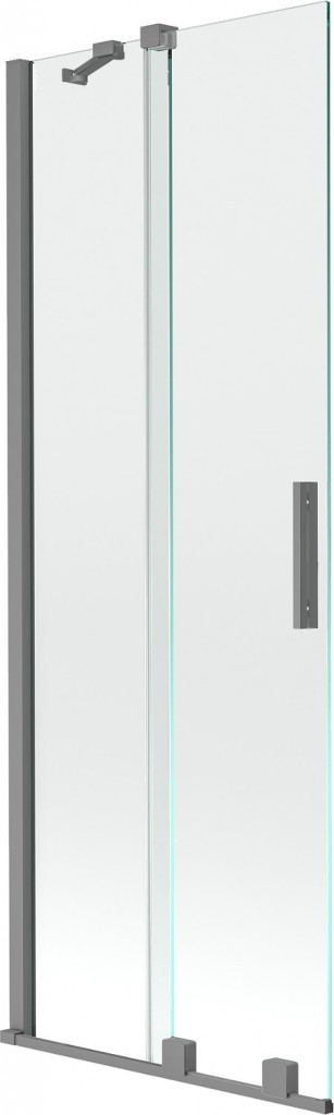 MEXEN/S - Velár dvojkrídlová posuvná vaňová zástena 75 x 150 cm, transparent, grafit metal 896-075-000-01-95