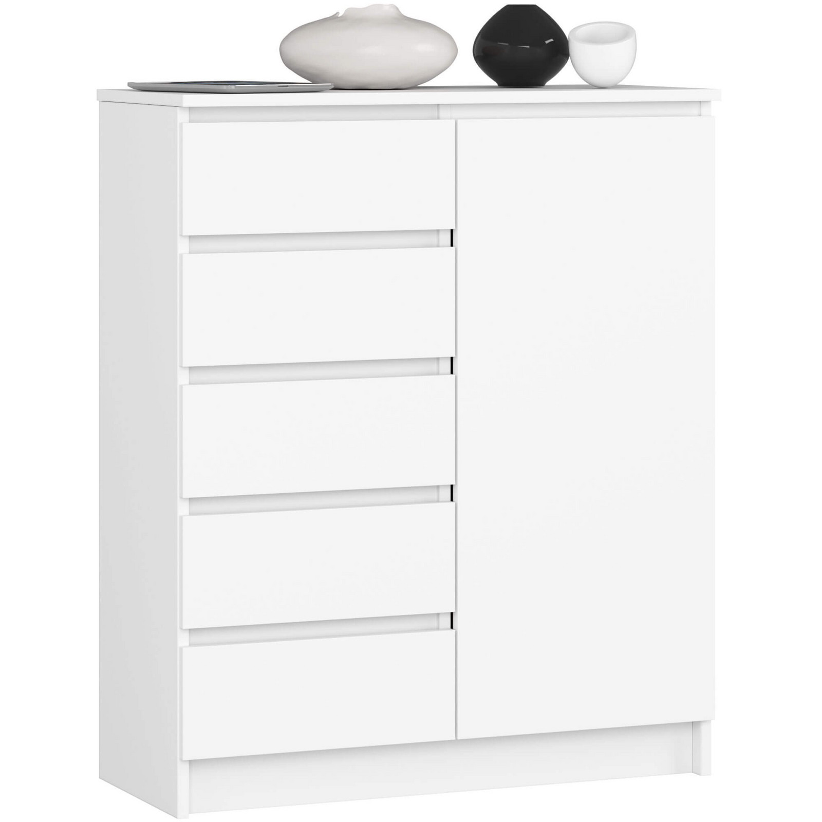 Komoda JERRY 80 cm 1 dveře 5 zásuvek bílá