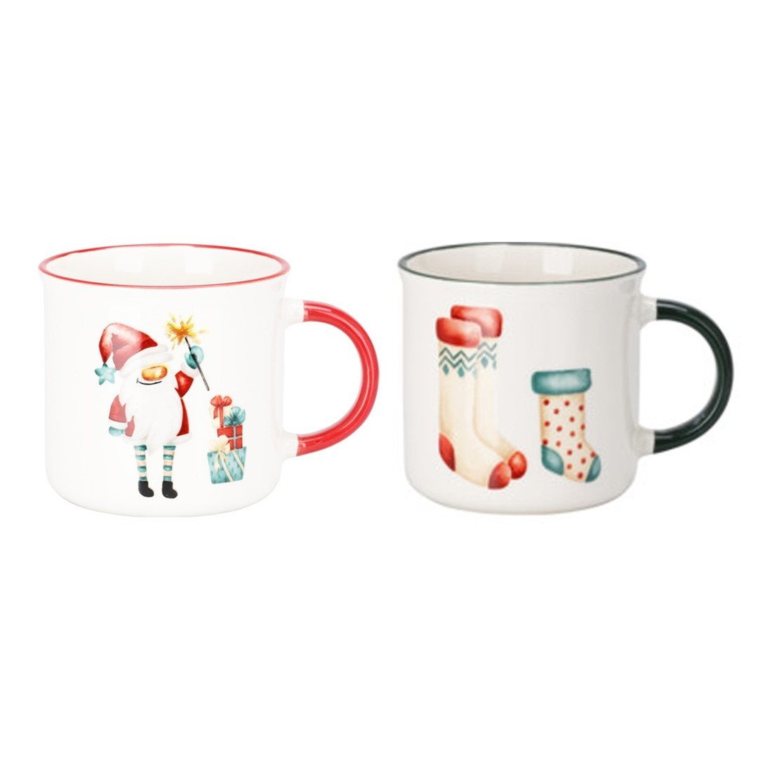 Sada 2ks vánočních hrnků Santa Candy 300 ml bílá/červená