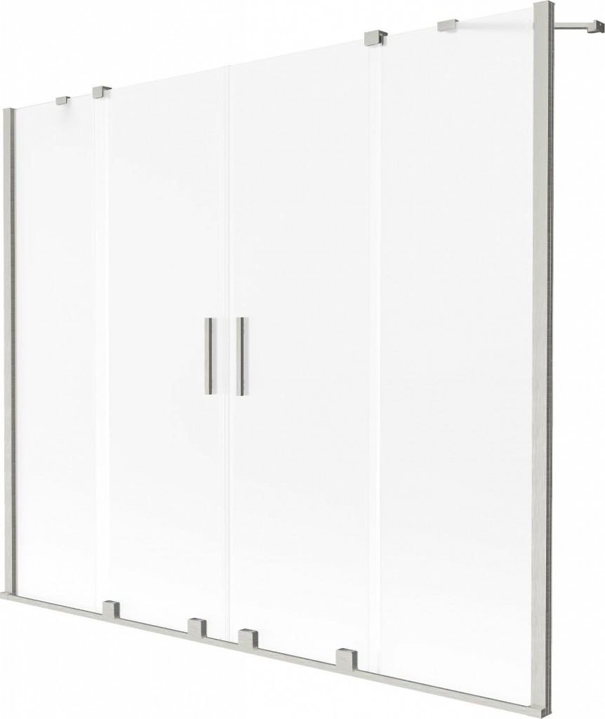 MEXEN/S - Velar Duo dvojkrídlová posuvná vaňová zástena 200 x 150 cm, dekor, nikel kartáčovaný 896-200-000-32-97