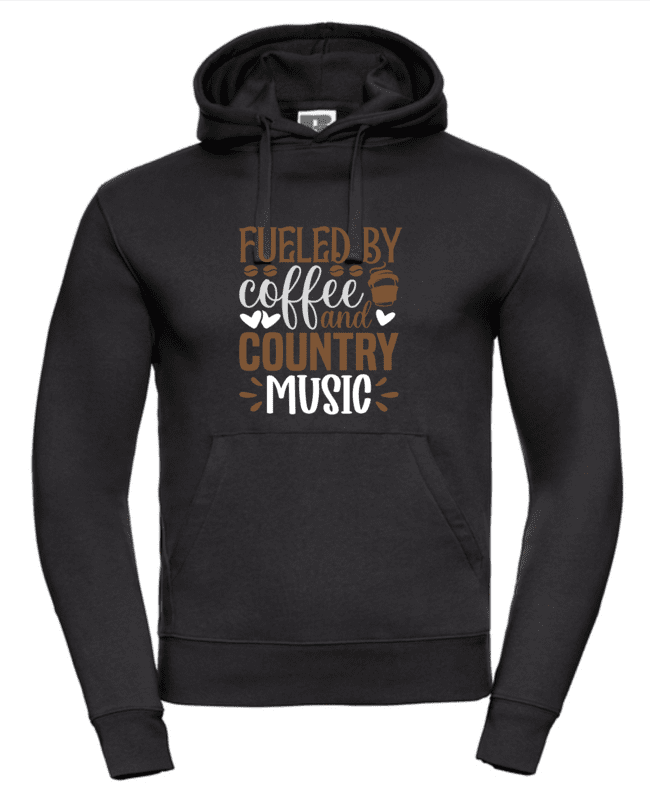 Fueled By Coffee And Country Music pánska mikina čierna 2XL