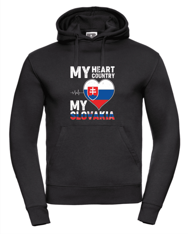My hearth, my Slovakia pánska mikina čierna 2XL