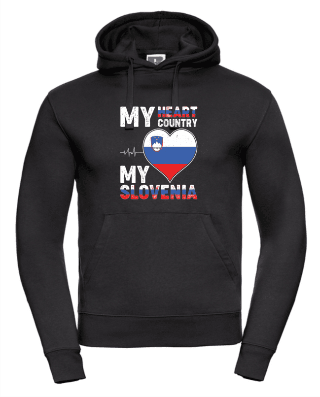 My hearth, my Slovenia pánska mikina čierna 2XL