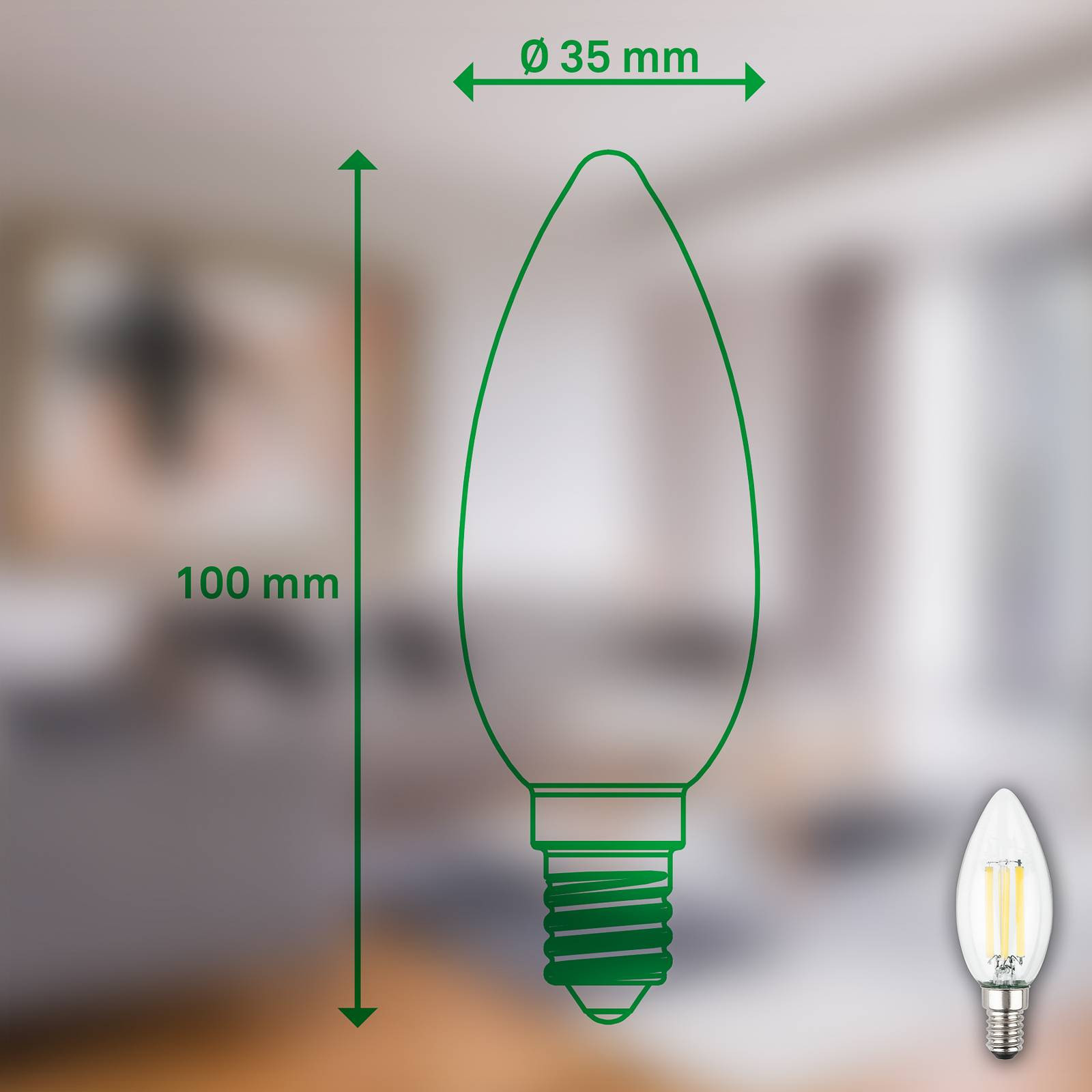 LED žiarovka sviečka E14 4W číra 3000K 840 lm EEK A 2er