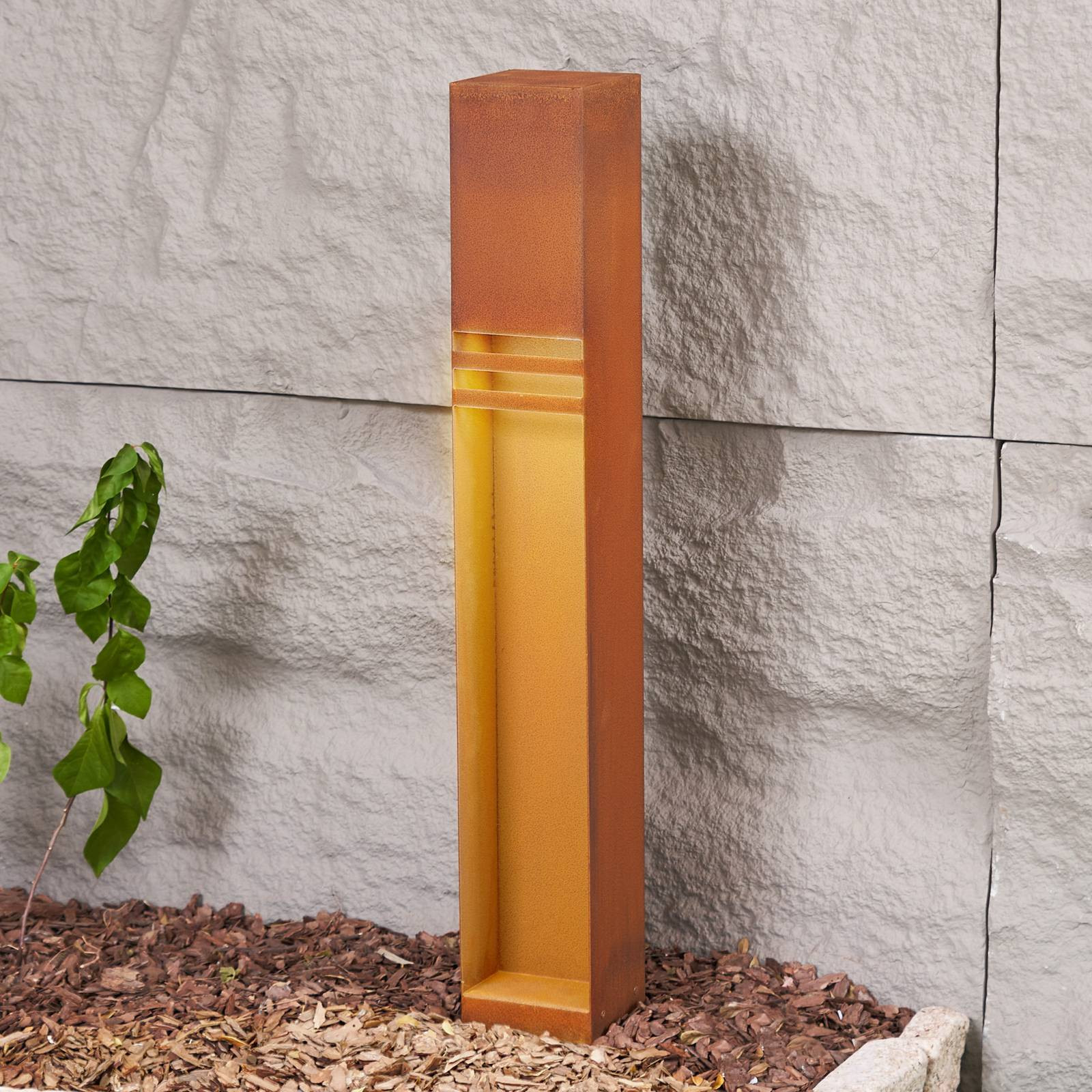 Svetlo Lucande LED na chodník Oxido, hrdzavá farba, kortiková oceľ