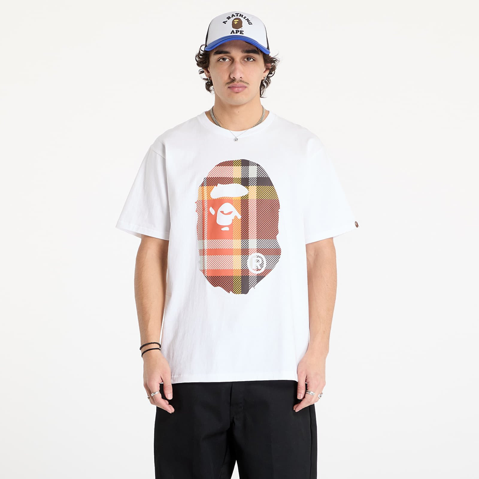 Tričko A BATHING APE Bape Check Big Ape Head Tee White M