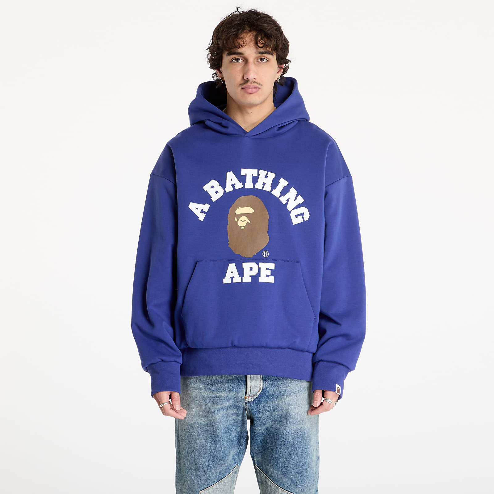 Mikina A BATHING APE College Puffy Relaxed Fit Pullover Hoodie M Blue XXL